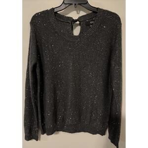Ana Womens Large Gray Sequined Long Sleeved Pullover Sweater! A2002